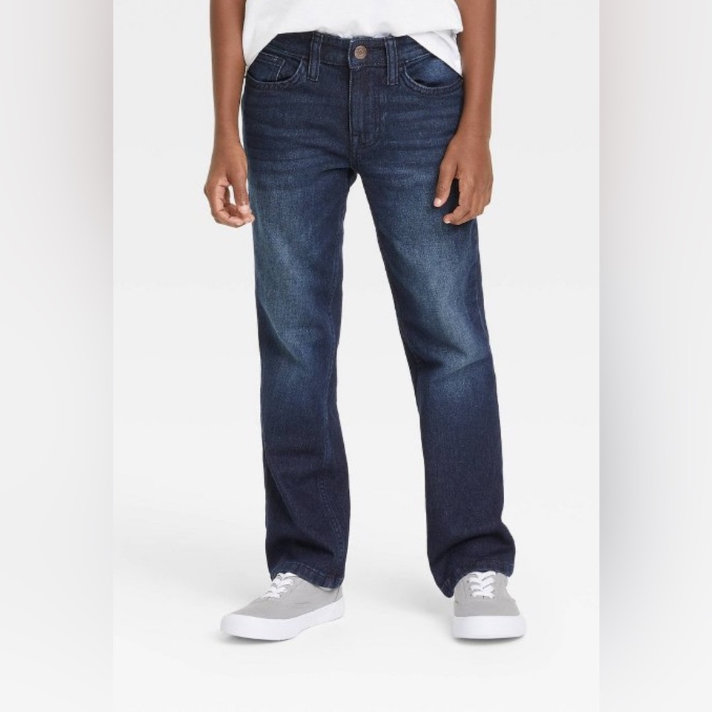 Boys’ CAT & JACK Stretch Straight Fit Jeans - Dark Wash Size 10